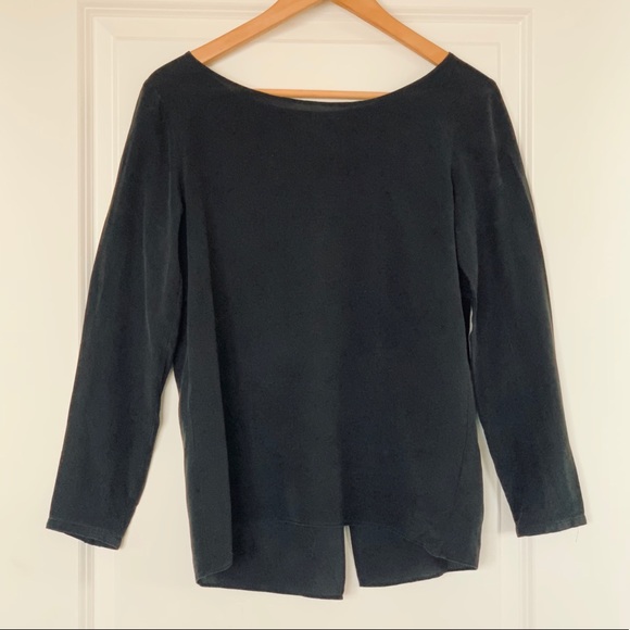 Club Monaco Tops - Club Monaco black silk slit back top size XS